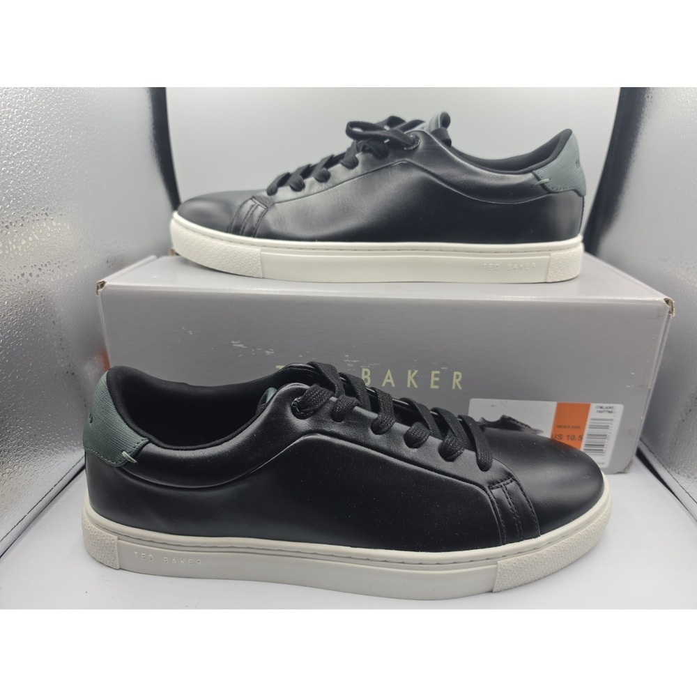 Ted Baker: Black Leather Sneakers Shoes Mens Size 9.5 New In Box